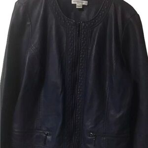 Christopher & Banks ~ Women’s ~ Jacket ~ Large ~Faux Leather ~Navy Blue ~ Coat
